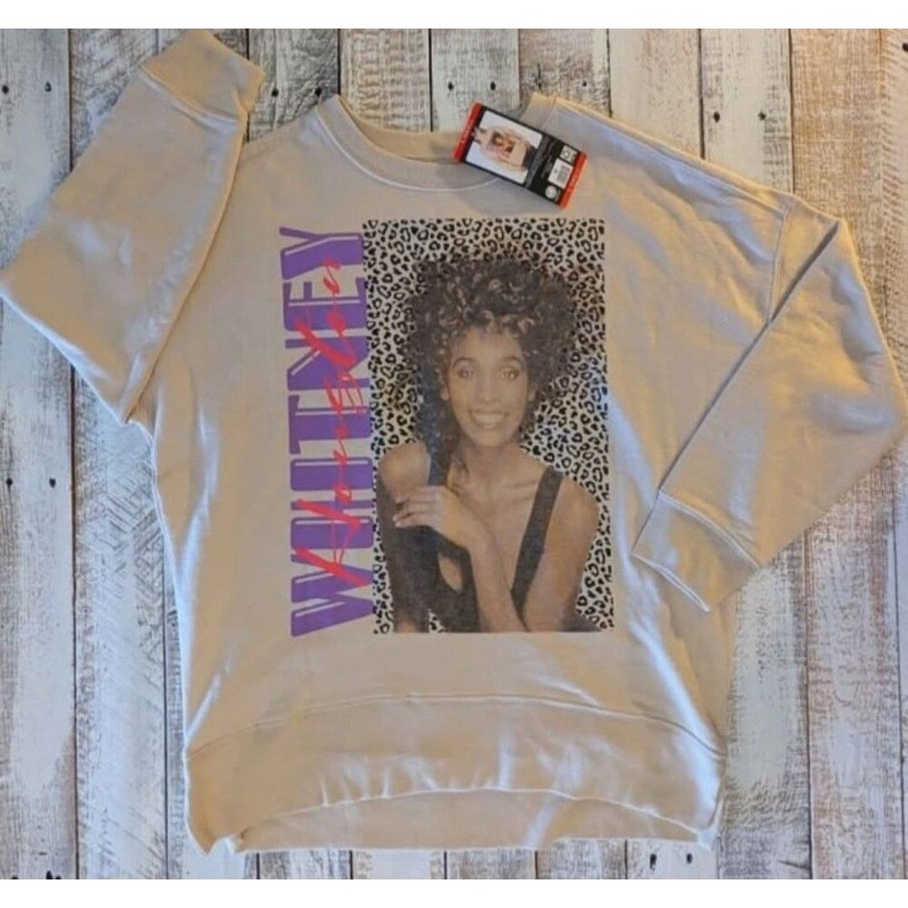 NWT Graphic Print Officially Licensed Band Apparel Whitney Houston Sweatshirt Sm